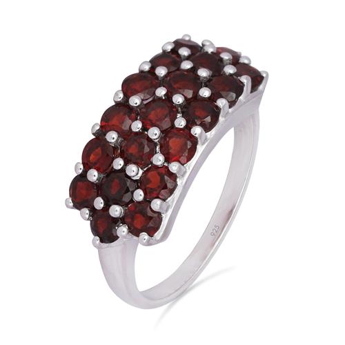 BUY NATURAL GARNET GEMSTONE CLUSTER RING IN 925 SILVER